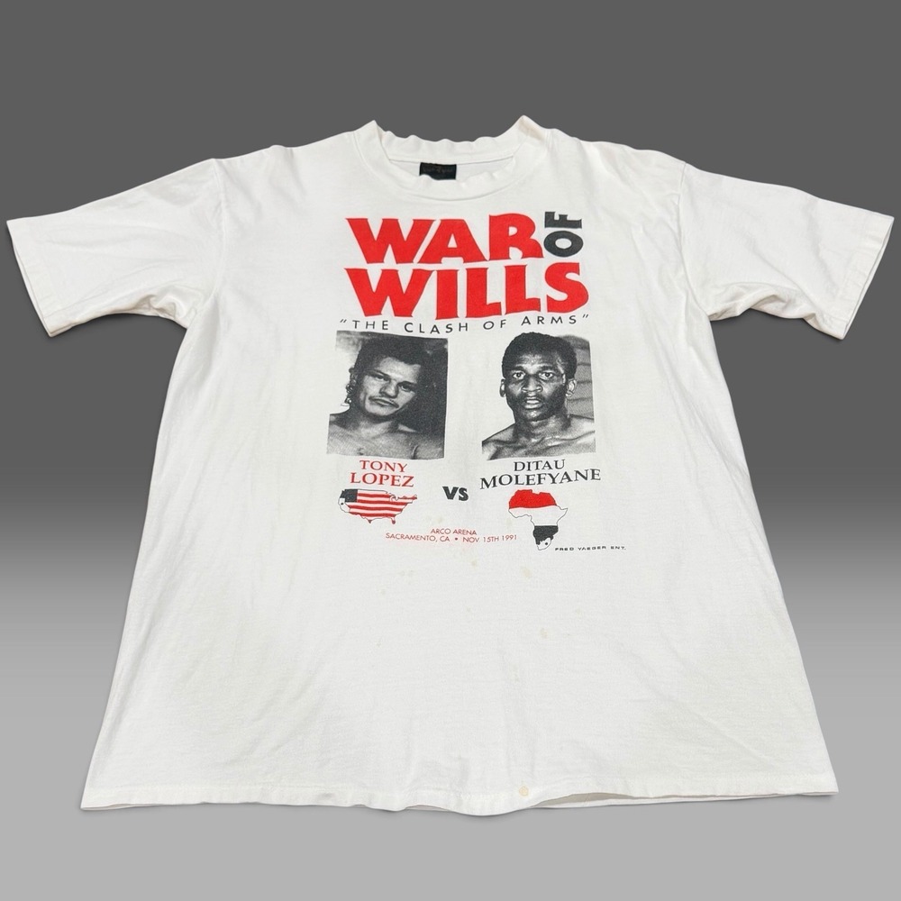 Vintage 1991 Tony Lopez vs Ditau Molefyane Boxing Sacramento Arco Arena Size XL